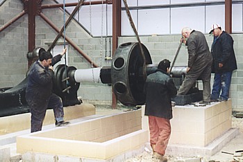 The Rescue and Rebuilding of Agnes: The engine bed plates are already levelled on their foundations