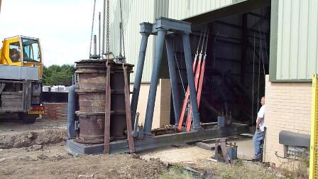 Inching the cylinders etc. into the museum.